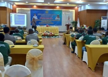 Iptu I Made Kumpul, Wakapolsek Mimika Baru memaparkan materi Kamtibmas, Selasa 11 Juli 2023. (Foto : Redaksi/Koranpapua.id)