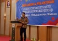 Pj. Bupati Valentinus S. Sumito menyampaikan sambutan dalam acara Deklarasi HOPE, Senin 17 Juli 2023. (Foto : Redaksi/Koranpapua.id)