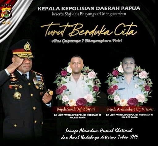 Duka Lagi, Dua Anggota Polisi Gugur Ditembak KKB