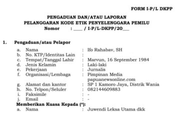 Ifo Rahabav, Jurnalis Papuanewsonline.com Adukan Lima Komisioner KPU Mimika ke DKPP