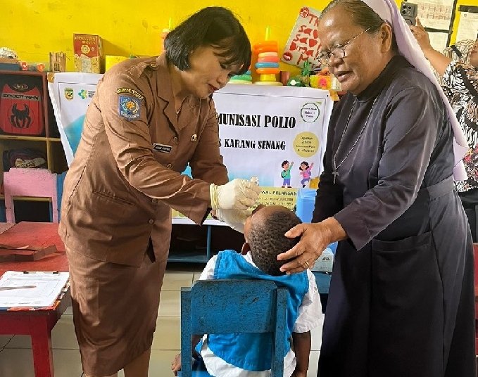 Hari Pertama PIN Polio, BLUD Puskesmas Karang Senang Layani 146 Anak