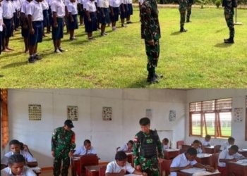 Anggota Yonif 116 Garda Samudra Bantu Ngawas Ujian SD dan SMP di Jila