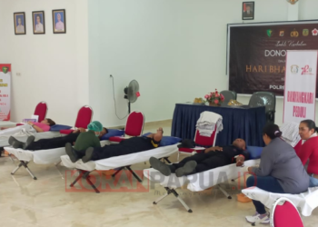 Jelang HUT Bhayangkara, Polres Mimika Gandeng RSUD dan PMI Gelar Aksi Donor Darah