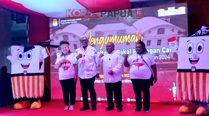 Terakhir Mendaftar, KPU Mimika Nyatakan Berkas Paslon Johannes Rettob-Emanuel Kemong Lengkap