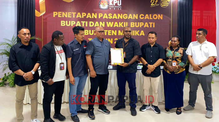 KPU Tetapkan MP3, JOEL dan AIYE Sebagai Calon Bupati dan Wakil Bupati Mimika, Besok Pencabutan Nomor Urut