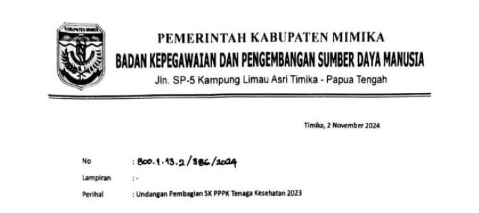Besok SK PPPK Tenaga Kesehatan Mimika Tahun 2023 Dibagikan
