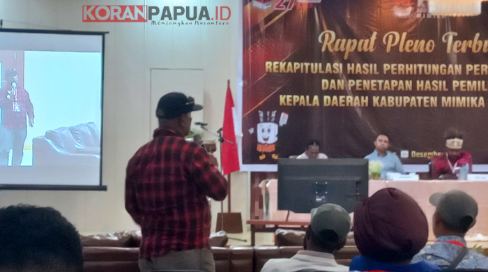 Pleno Rekapitulasi Pilkada Mimika, Paslon MP3 dan AIYE Ajukan Keberatan Perolehan Suara di Distrik Agimuga
