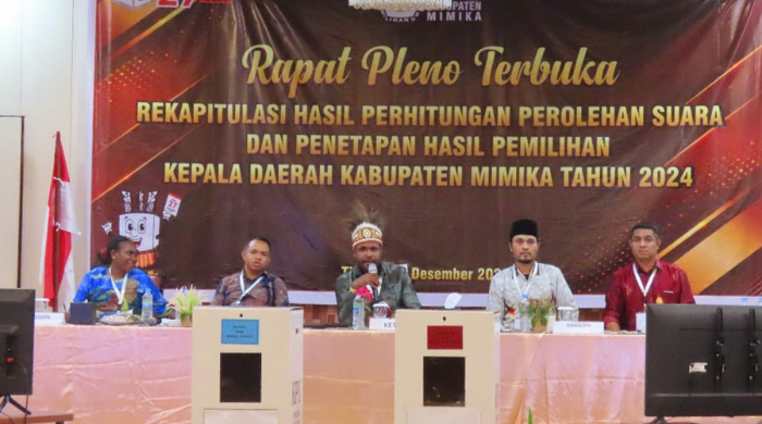 Gallery Foto KPU Mimika Gelar Rapat Pleno Terbuka Rekapitulasi Perhitungan Suara Pilkada 2024