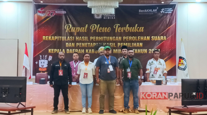 Pleno Rekapitulasi Pilkada Mimika, JWW-AA dan MP3 Unggul di Distrik Kuala Kencana