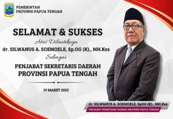 Silwanus Sumule Resmi Pj Sekda Papua Tengah, Gubernur Meki Instruksikan Segera Wujudkan Pendidikan Gratis