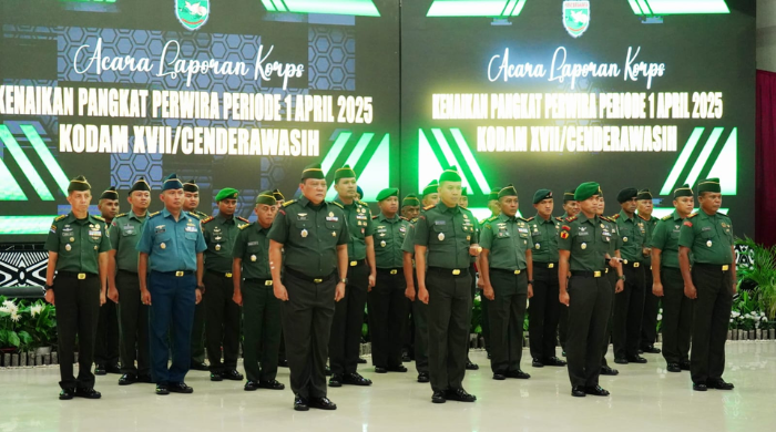 639 Personel Kodam XVII/Cenderawasih Naik Pangkat Satu Tingkat Lebih Tinggi