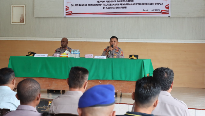 Personel Polres Sarmi Diberikan Pemahaman Penguatan Kapasitas Hukum Hadapi PSU Gubernur Papua