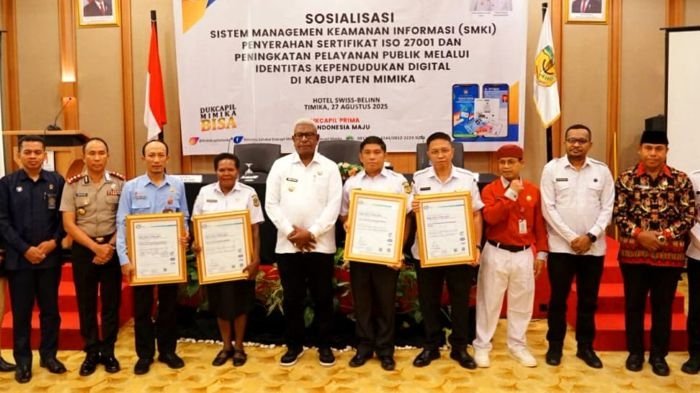 Empat OPD di Mimika Raih Sertifikat ISO 27001, Pelayanan Publik Kian Transparan