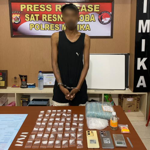 Dua Pengedar Ditangkap, Puluhan Paket Sabu Diamankan Satresnarkoba Polres Mimika