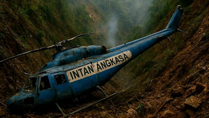 Helikopter PT Intan Angkasa Jatuh di Jurang Ilaga–Mimika, Empat Orang Masih Misterius