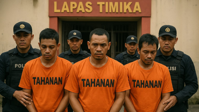 Pelarian Singkat Berakhir, Tiga Napi Lapas Timika Kembali Dibekuk Polisi