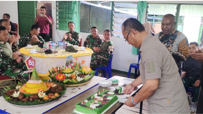 Danpos Satgas Korpasgat Hadiri Syukuran HUT TNI ke-80 di Oksibil, Teguhkan Sinergi Jaga Kedaulatan NKRI