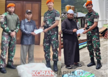 Satgas Korpasgat Moanemani Salurkan Bantuan Bahan Bangunan untuk Masjid dan Gereja di Dogiyai