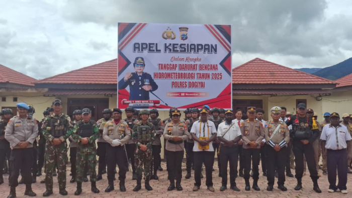 Satgas Korpasgat Bersama TNI-Polri Siagakan Personel di Dogiyai Antisipasi Bencana Hidrometeorologi 2025