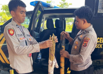 Polisi Sita 81 Bahan Baku Anak Panah di Terminal Kedatangan Bandara Mozes Kilangin Timika