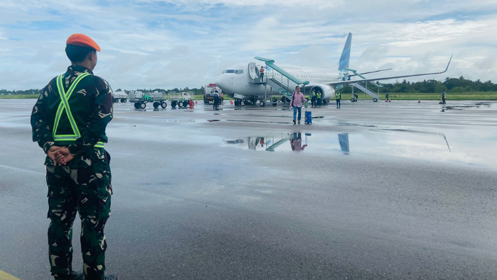 Area Bandara Merauke dalam Pengamanan Ketat Satgas Yon Parako 466 Pasgat