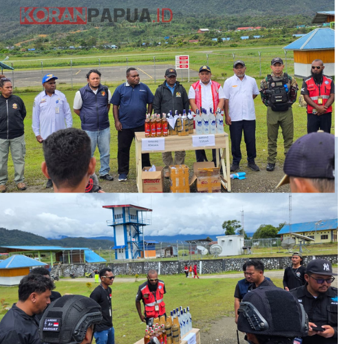 Satgas Yon Parako 466 Pasgat Ikut Musnahkan Puluhan Botol Miras di Oksibil