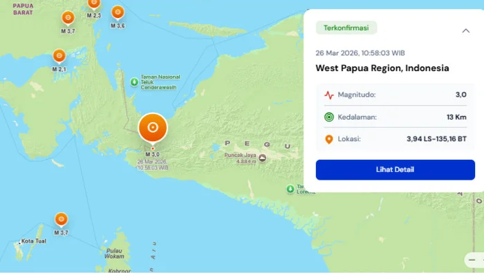 Papua Barat Diguncang Gempa Magnitudo 3,0, Belum Ada Laporan Resmi Kerusakan