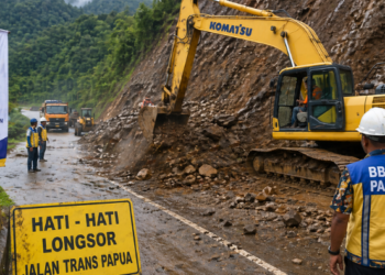 Longsor di Jalan Trans Papua: BBPJN Papua Turunkan Alat Berat, Prediksi Tuntas Dua Pekan