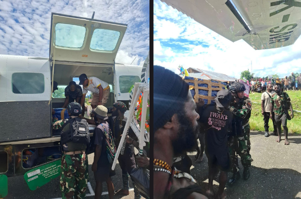 Sinergi Satgas Yon Parako 466 Pasgat dan Warga Bahu-Membahu Evakuasi Jenazah