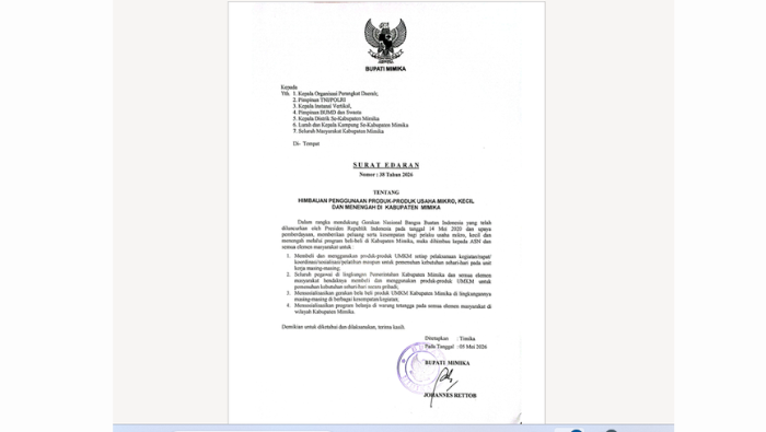 Dukung Gernas BBI, Bupati Johannes Rettob Imbau Masyarakat Berbelanja Produk UMKM Mimika
