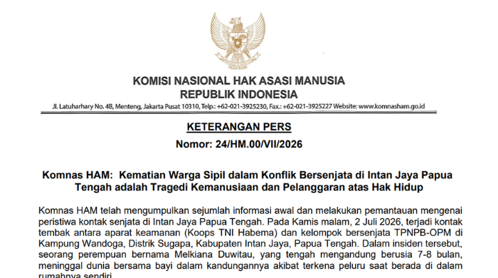 Komnas HAM: Kematian Warga Sipil dalam Konflik Bersenjata di Intan Jaya adalah Tragedi Kemanusiaan
