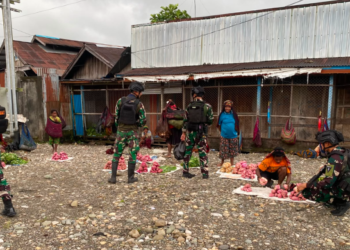 Jadikan Lumbung Logistik, Satgas Pamtas RI-PNG Yon Parako 462 Borong Hasil Kebun Warga Dekai