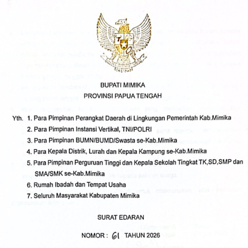Pemkab Mimika Instruksikan Semarak HUT Ke-81 RI Sepanjang Agustus 2026