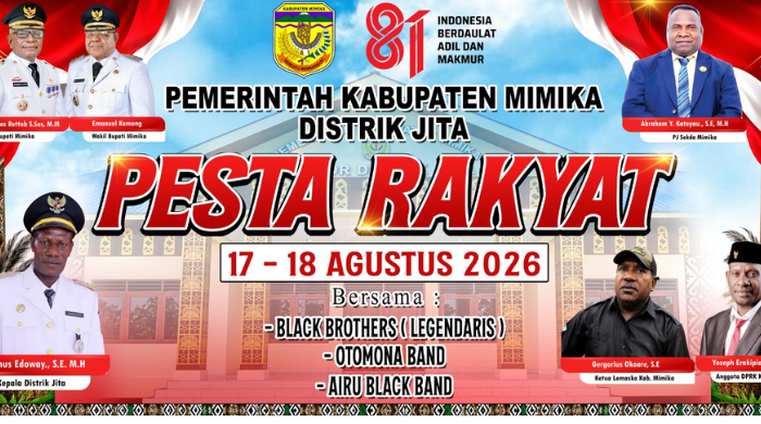 Meriahkan HUT RI ke-81: Pesta Rakyat 17 Agustus di Distrik Jita Makin Meriah, Black Brothers hingga Band Lokal Siap Tampil