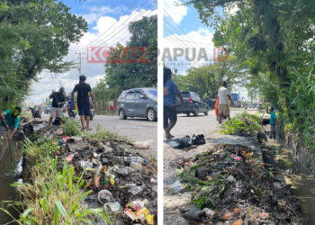 Sambut HUT Ke-81 RI: Warga Kelurahan Kwamki Baru Kompak Bersihkan Drainase dan Jalan Lingkungan