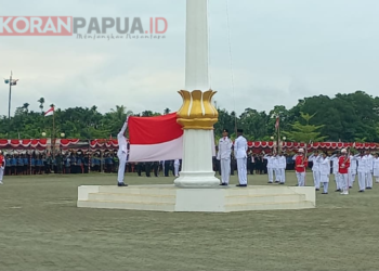 Meski Diguyur Hujan, Upacara HUT ke-81 RI di Mimika Berlangsung Khidmat, Ditutup Tarian Tradisional Papua