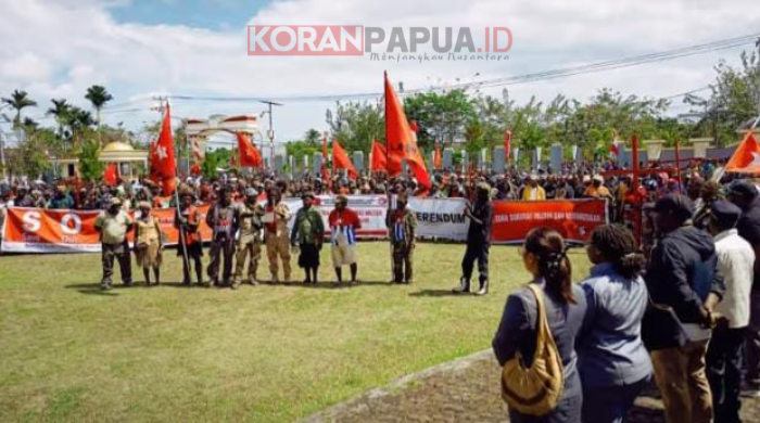 KNPB Kepung DPRK Mimika, Tuntut Papua Jadi Zona Darurat Militer dan Kemanusiaan, Aspirasi Akhirnya Diterima