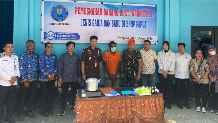 BNNP Papua Musnahkan 66,47 Gram Ganja Hasil Pengungkapan di Bandara Sentani