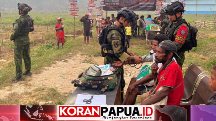 Sambut HUT ke-79 Korpasgat, Satgas Pasgat Manggellum Berbagi Makanan dan Layani Kesehatan Warga